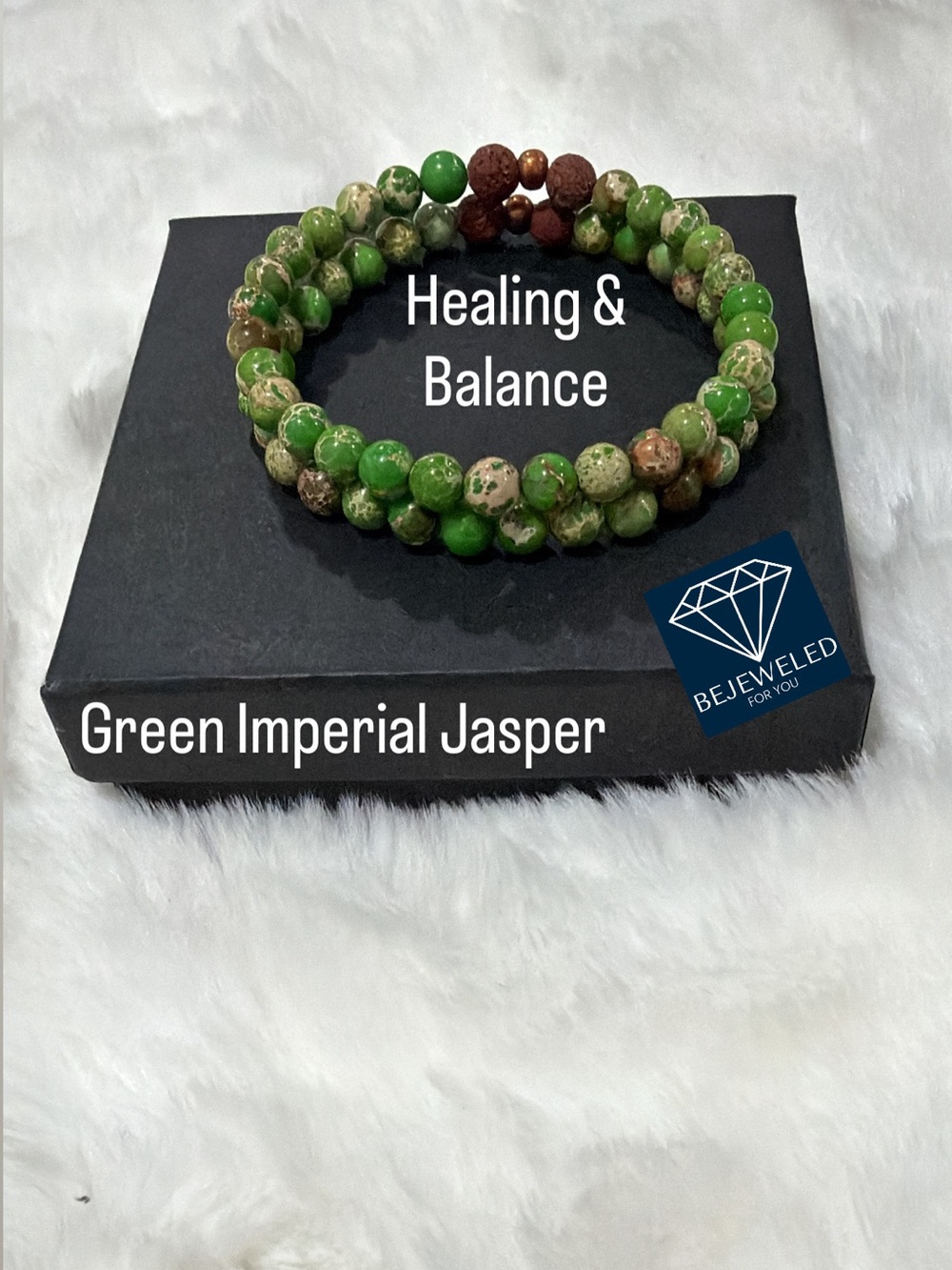 Green Imperial Jasper Stretch Bracelet - Healing & Balance